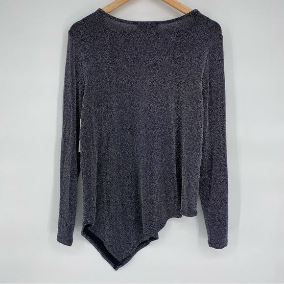 Karen Kane Top Asymmetrical Hem Silver Metallic Black Holiday Date Night XL - Picture 3 of 9